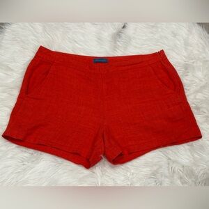 Antibes Blanc High-Rise Red Linen-Blend Women's Shorts Size 8